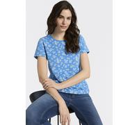 Kurzarmshirt RAGWEAR "MINTTA FLOWER O", Damen, Gr. S, blau, Jersey, Obermaterial: 50% Baumwolle, 50% Polyester, bedruckt, normal, Rundhals, Shirts, mit sommerlichem Print (79081510-S) blau