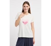 Kurzarmshirt RAGWEAR "MINTTA PP", Damen, Gr. M, ivory, Jersey, Obermaterial: 50% Baumwolle, 50% Polyester, bedruckt, normal, Rundhals, Shirts Kurzarmshirt, Klassischer Fit mit Herz-Print und softem Fi