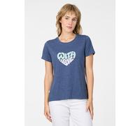 Kurzarmshirt RAGWEAR "MINTTA PP", Damen, Gr. S, night blau, Jersey, Obermaterial: 50% Baumwolle, 50% Polyester, bedruckt, normal, Rundhals, Shirts, Klassischer Fit mit Herz-Print und softem Finish (26