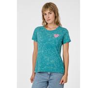 Kurzarmshirt RAGWEAR "MINTTA PRINT", Damen, Gr. M, grün (teal grün), Jersey, Obermaterial: 100% Baumwolle, washed, normal, Rundhals, Shirts, Klassischer Fit aus Baumwolle in ausgewaschener Optik mit H