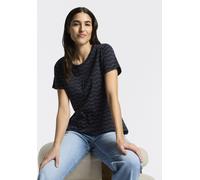 Kurzarmshirt RAGWEAR "MINTTA ZIG ZAG O", Damen, Gr. XL, navy, Jersey, Obermaterial: 100% Baumwolle, bedruckt, normal, Rundhals, Shirts, mit Logoschriftzug (76379935-XL) navy