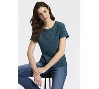 Kurzarmshirt RAGWEAR "MINTTA ZIG ZAG O", Damen, Gr. XS, dunkelgrün, Jersey, Obermaterial: 100% Baumwolle, bedruckt, normal, Rundhals, Shirts Kurzarmshirt, mit Logoschriftzug, Topseller (99502641-XS)