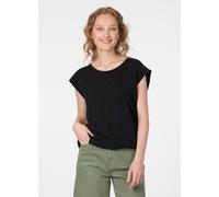 Kurzarmshirt RAGWEAR "TULSA", Damen, Gr. S, schwarz, Jersey, Obermaterial: 48% Baumwolle, 47% Viskose, 5% Elasthan, normal, Rundhals, Shirts, Fließendes Material mit Gummizug in unifarbener Optik (553