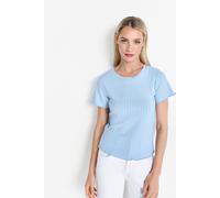 Kurzarmshirt RICHROYAL, Damen, Gr. M, blau (clear sky), Single Jersey, Obermaterial: 97% Baumwolle, 3% Elasthan, figurbetont normal, tiefer Rundhals, eingesetzt,Ärmel ohne Ärmelschlitz gewellter Absch