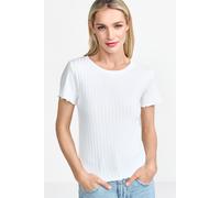 Kurzarmshirt RICHROYAL, Damen, Gr. M, weiß (pearl weiß), Single Jersey, Obermaterial: 97% Baumwolle, 3% Elasthan, figurbetont normal, tiefer Rundhals, eingesetzt,Ärmel ohne Ärmelschlitz gewellter Absc