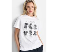 Kurzarmshirt RICHROYAL, Damen, Gr. XL, weiß, Single Jersey, Obermaterial: 100% Baumwolle, Rundhals, abgesteppte Kante, Shirts Kurzarmshirt, Print "Leomania" (95967752-XL)