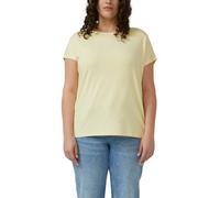 Kurzarmshirt S.OLIVER CURVE, Damen, Gr. 48, gelb, Jersey, Obermaterial: 95% Viskose, 5% Elasthan, unifarben, normal hüftbedeckend, Rundhals, abgesteppte Kante, Shirts, Sommershirt mit Viskose/Stretch