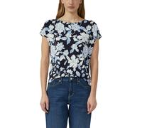 Kurzarmshirt S.OLIVER, Damen, Gr. 36, blau (navy aop), Jersey, Obermaterial: 95% Viskose, 5% Elasthan, gemustert, normal hüftbedeckend, Rundhals, abgesteppte Kante, Shirts, Sommershirt mit grafischem