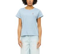 Kurzarmshirt S.OLIVER, Damen, Gr. 36, coastal blau, Jersey, Obermaterial: 100% Baumwolle, bedruckt, normal hüftbedeckend, Rundhals, abgesteppte Kante, Shirts, Sommershirt mit Print (24869732-36) coast