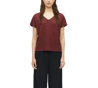 Kurzarmshirt S.OLIVER, Damen, Gr. 40, rot (schwarz pomegranat), Web, Obermaterial: 99% Polyester, 1% Elasthan, unifarben, lässig geschnitten hüftbedeckend, V-Ausschnitt, abgesteppte Kante, Shirts, Som