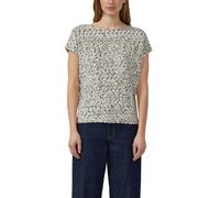 Kurzarmshirt S.OLIVER, Damen, Gr. 40, weiß (grau aop), Jersey, Obermaterial: 95% Viskose, 5% Elasthan, gemustert, normal hüftbedeckend, Rundhals, abgesteppte Kante, Shirts, Sommershirt mit grafischem 