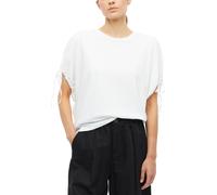 Kurzarmshirt S.OLIVER, Damen, Gr. 40, weiß, Jersey, Obermaterial: 100% Baumwolle, unifarben, hüftbedeckend, Rundhals, abgesteppte Kante mit Bindeband, Shirts, Sommershirt mit Knoten-Details auf den Är