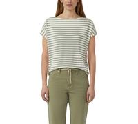 Kurzarmshirt S.OLIVER, Damen, Gr. 42, khaki stripe, Jersey, Obermaterial: 95% Viskose, 5% Elasthan, gestreift, normal hüftbedeckend, Rundhals, abgesteppte Kante, Shirts, Sommershirt mit grafischem Mus