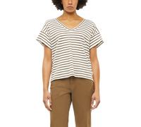 s.Oliver T-Shirt Gestreiftes Jersey mit V-Ausschnitt Braun/Creme Größe 42