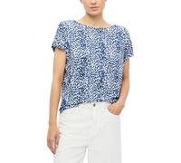 Kurzarmshirt S.OLIVER, Damen, Gr. 44, blau (blau aop), Web, Obermaterial: 95% Viskose, 5% Elasthan, bedruckt, normal hüftbedeckend, Rundhals, abgesteppte Kante, Shirts, Sommershirt mit grafischem Must