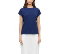Kurzarmshirt S.OLIVER, Damen, Gr. 44, blau (midnight blau), Web, Obermaterial: 100% Baumwolle, unifarben, normal hüftbedeckend, Rundhals, abgesteppte Kante, Shirts, Sommershirt - unifarben (32840756-4