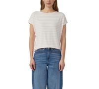 Kurzarmshirt S.OLIVER, Damen, Gr. 44, rose stripe, Jersey, Obermaterial: 95% Viskose, 5% Elasthan, gestreift, normal hüftbedeckend, Rundhals, abgesteppte Kante, Shirts, Sommershirt mit grafischem Must