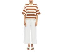 Kurzarmshirt S.OLIVER, Damen, Gr. 46, braun (toffee braun stripe), Jersey, Obermaterial: 100% Baumwolle, gestreift, oversize kurz, Rundhals, abgesteppte Kante, Shirts, Gestreiftes Sommershirt / Oversi