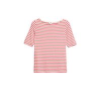 Kurzarmshirt S.OLIVER, Damen, Gr. 46, marsala stripe, Single Jersey, Obermaterial: 100% Baumwolle, gestreift, normal hüftbedeckend, U-Boot-Ausschnitt, abgesteppte Kante, Shirts, Gestreiftes Sommershir