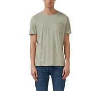 Kurzarmshirt S.OLIVER, Damen, Gr. L, grün melange, Single Jersey, Obermaterial: 100% Baumwolle, meliert, regular fit hüftbedeckend, Rundhals, abgesteppte Kante, Shirts, Sommershirt meliert, mit Brustt