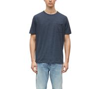 Kurzarmshirt S.OLIVER, Herren, Gr. 3XL, blau (navy), Single Jersey, Obermaterial: 60% Baumwolle, 40% Polyester, meliert, normal hüftbedeckend, Rundhals, abgesteppte Kante, Shirts, Sommershirt - melier