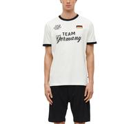 Kurzarmshirt S.OLIVER, Herren, Gr. L, weiß, Single Jersey, Obermaterial: 100% Baumwolle, bedruckt, bestickt, unifarben mit Farbeinsatz, normal hüftbedeckend, Rundhals, Bündchen, Shirts, Sommershirt -