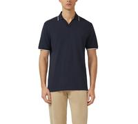 Kurzarmshirt S.OLIVER, Herren, Gr. M, blau (navy), Jersey, Obermaterial: 100% Baumwolle, unifarben mit Farbeinsatz, regular fit hüftbedeckend, V-Ausschnitt, Bündchen kontrastfarben, Shirts, mit Polokr
