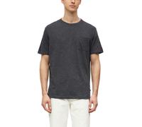Kurzarmshirt S.OLIVER, Herren, Gr. M, grau (schwarz), Single Jersey, Obermaterial: 60% Baumwolle, 40% Polyester, meliert, normal hüftbedeckend, Rundhals, abgesteppte Kante, Shirts, Sommershirt - melie
