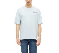 Kurzarmshirt S.OLIVER, Herren, Gr. M, light blau, Single Jersey, Obermaterial: 83% Baumwolle, 13% Polyester, 4% Elasthan, bedruckt, normal hüftbedeckend, Rundhals, abgesteppte Kante, Shirts, Sommershi