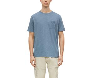 Kurzarmshirt S.OLIVER, Herren, Gr. XXL, blau (denim blau), Single Jersey, Obermaterial: 60% Baumwolle, 40% Polyester, meliert, normal hüftbedeckend, Rundhals, abgesteppte Kante, Shirts, Sommershirt -