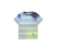 Kurzarmshirt S.OLIVER JUNIOR, Jungen, Gr. 116/122, bunt (blau), Jersey, Obermaterial: 80% Polyester, 20% Baumwolle, bedruckt, normal hüftbedeckend, Rundhals, Shirts, Rundhals im Batik-Stil (28448065-1