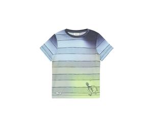 Kurzarmshirt S.OLIVER JUNIOR, Jungen, Gr. 116/122, bunt (blau), Jersey, Obermaterial: 80% Polyester, 20% Baumwolle, bedruckt, normal hüftbedeckend, Rundhals, Shirts, Rundhals im Batik-Stil (28448065-1
