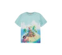 Kurzarmshirt S.OLIVER JUNIOR, Jungen, Gr. 128/134, light blau, Jersey, Obermaterial: 80% Polyester, 20% Baumwolle, bedruckt, normal hüftbedeckend, Rundhals, abgesteppte Kante, Shirts, Sommershirt für