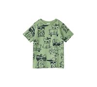 Kurzarmshirt S.OLIVER JUNIOR, Jungen, Gr. 140, grün aop, Jersey, Obermaterial: 100% Baumwolle, bedruckt, normal hüftbedeckend, Rundhals, Shirts, mit Allover-Prints, for Boys (53287321-140) grün aop