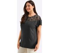 Sheego Kurzarmshirt mit floraler Spitze 52/54 schwarz