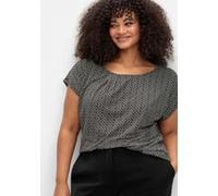 Sheego Kurzarmshirt mit grafischem Minimal-Print 44/46 schwarz-gemustert