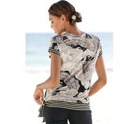 Kurzarmshirt schwarz-taupe-bedruckt 40/42