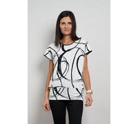 Kurzarmshirt SEIDEL MODEN, Damen, Gr. 36, weiß, Jersey, Obermaterial: 94% Viskose, 6% Elasthan, gemustert, tailliert hüftlang, Rundhals, Shirts, mit grafischem Muster - Rundhals - MADE IN GERMANY (745