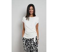 Kurzarmshirt SEIDEL MODEN, Damen, Gr. 38, sanftes weiß, Jersey, Obermaterial: 94% Viskose, 6% Elasthan, unifarben, normal hüftbedeckend, Rundhals, Shirts, Rundhals-Shirt mit Knoten-Detail an der Seite