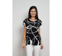 Kurzarmshirt SEIDEL MODEN, Damen, Gr. 40, schwarz, Jersey, Obermaterial: 94% Viskose, 6% Elasthan, gemustert, tailliert hüftlang, Rundhals, Shirts, mit grafischem Muster - Rundhals - MADE IN GERMANY (