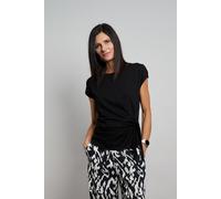 Kurzarmshirt SEIDEL MODEN, Damen, Gr. 48, schwarz, Jersey, Obermaterial: 94% Viskose, 6% Elasthan, unifarben, normal hüftbedeckend, Rundhals, Shirts, Rundhals-Shirt mit Knoten-Detail an der Seite - MA