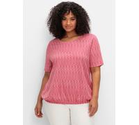 Kurzarmshirt SHEEGO "Rundhalsshirt", Damen, Gr. 48/50, pink (magenta, gemustert), 50% Baumwolle, 50% Modal, gemustert, Rundhals, Shirts (41469343-48) magenta, gemustert