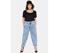 Kurzarmshirt SHEEGO "T-Shirt", Damen, Gr. 40, schwarz, 100% Baumwolle, unifarben, Rundhals, Shirts (71090131-40) schwarz