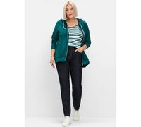 Kurzarmshirt SHEEGO "T-Shirt", Damen, Gr. 44, blau (petrol, weiß), 100% Baumwolle, gemustert, gestreift, mehrfarbig, Rundhals, Shirts (54623856-44) petrol, weiß