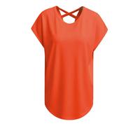 Kurzarmshirt SMITH & SOUL, Damen, Gr. M, rot (chili), Single Jersey, Material: 70% Modal, 30% Polyester, unifarben, regular fit normal, Rundhals, angeschnitten, Shirts, mit überschnittenen Schultern (