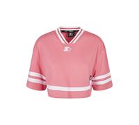Kurzarmshirt STARTER BLACK LABEL "Starter Black Label Damen Ladies Starter Cropped Mesh Jersey", Damen, Gr. L, pinkgrapefruit, weiß, 100% Polyester, unifarben, oversize, V-Ausschnitt, Shirts (50131109