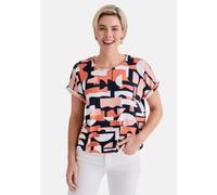 Kurzarmshirt STOOKER WOMEN "STCLEA Print T-Shirt", Damen, Gr. 36/38, orange elements aop, Feinstrick, 96% Polyester, 4% Elasthan, regular fit, Rundhals, Shirts, Regular Fit T-Shirt Spitzen- Shirt für 