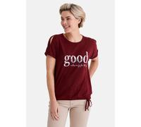 Kurzarmshirt STOOKER WOMEN "STCLEA Print T-Shirt", Damen, Gr. 40/42, rot cabernet, Feinstrick, 70% Polyester, 30% Baumwolle, regular fit, Rundhals, Shirts, Regular Fit T-Shirt Spitzen- Shirt für Damen