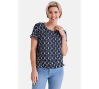 Kurzarmshirt STOOKER WOMEN "STCLEA Print T-Shirt", Damen, Gr. 48/50, blau ikat aop, Feinstrick, 96% Polyester, 4% Elasthan, regular fit, Rundhals, Shirts, Regular Fit T-Shirt Spitzen- Shirt für Damen 