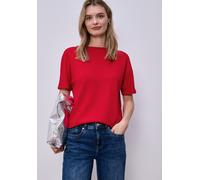 Kurzarmshirt STREET ONE, Damen, Gr. 36, salsa rot, Jersey, Obermaterial: 48% Polyester, 48% Viskose, 4% Elasthan, unifarben, regular fit normal, U-Boot-Ausschnitt, Shirts, mit elastischem Bund (612668